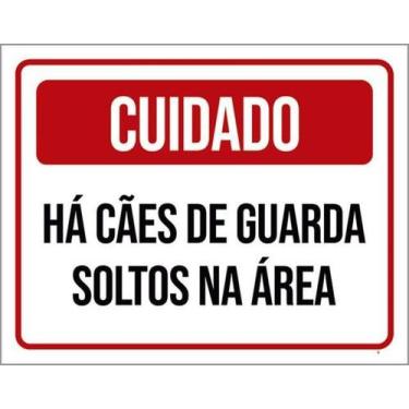 Imagem de Kit 5 Placas Cuidado Cães Guarda Soltos 27X35 - Sinalizo