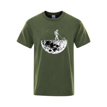 Imagem de Camiseta Masculina Oversize De Algodão Com Estampa Divertida De Astron