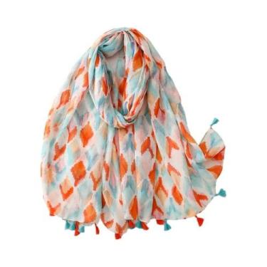 Imagem de Cachecol Aztec Paisley Floral Com Franjas, Viscose, Pashmina, Hijab 18