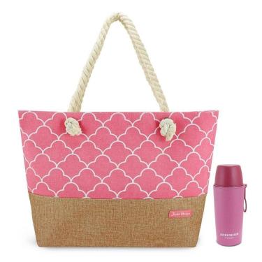 Imagem de Kit Praia Jacki Design - Bolsa De Praia E Necessaire - Preto Salmão