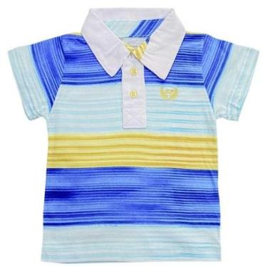 Imagem de Camiseta Bebê Look Jeans Polo Listrada - M - UNICA-Masculino