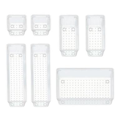 Imagem de Conjunto De Organizadores Em Acrílico Transparente - Praticidade E Elegância Para Gavetas, Bancadas E Prateleiras