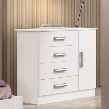 Imagem de Cômoda Para Quarto 1 Porta 4 Gav - Firenze-branco - D'doro