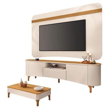 Imagem de Rack Bancada Elara e Painel Armony com Mesa de Centro Liz Off White Ci