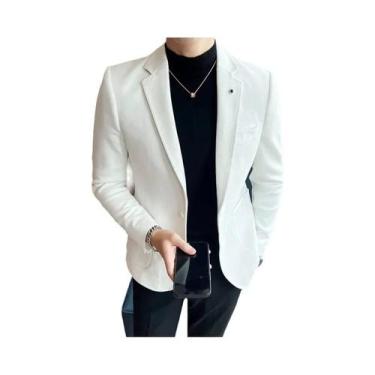 Imagem de Blazer Masculino Slim Fit De Veludo Luxuoso Em Couro De Cervo Para Neg