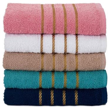 Imagem de Jogo 5 Toalhas De Banho Barcelona Banhão 70 X 130 Beka Alta Absorção