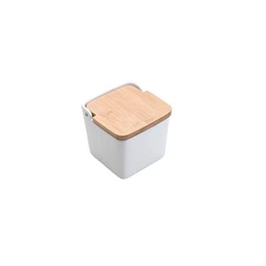 Imagem de LYOR - Saleiro de Mesa de Cerâmica com Tampa de Bambu Bianco 12cm x 12cm