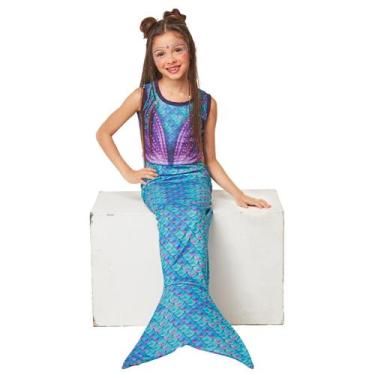 Imagem de Fantasia Sereia Cauda Com Nadadeira Infantil Dá Pra Andar - Fantasia S