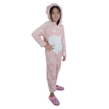 Imagem de Macacão Infantil Tiptop Longo Pelucia Coelho Rosa Claro 3012, 04, Rosa