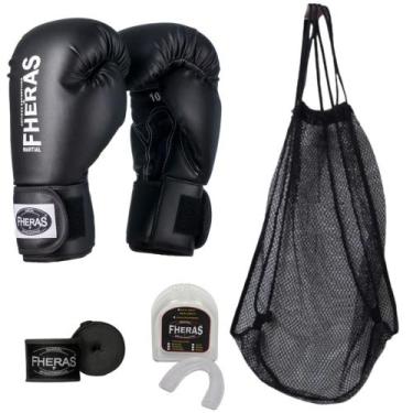 Imagem de Kit Muay Thai Boxe Luva com Bandagem, Bucal E Bolsa Telada - Fheras, P