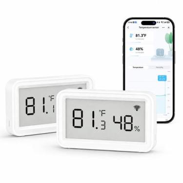 Imagem de Termômetro e Higrômetro Smart WiFi eMylo, Kit com 2 Unidades