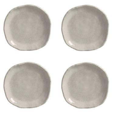Imagem de Conjunto de Pratos de Sobremesa Orgânico Eco Calcita Cerâmica Stoneware 4 Peças Off White Porto Brasil