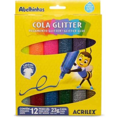 Imagem de Cola com Glíter Estojo com 12 Cores 23G - Pacote com 3 Unidades - Acri