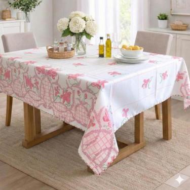 Imagem de Toalha de Mesa 2,00m x 1,40m 6 Lugares Oxford Decoração Cozinha Forro 