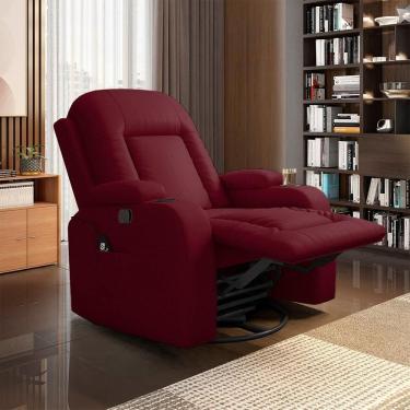 Imagem de Poltrona Reclinável Giratória Crihs G23 com Massagem e Aquecimento Pu Vermelho Gran Belo
