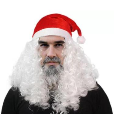 Imagem de Peruca Clássica de Papai Noel Longa e Enrolada Com Faixa Invisível pra