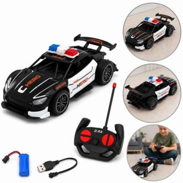 Imagem de Carrinho Policia Controle Remoto Luz Som Carro Esportivo Veloz Strong 