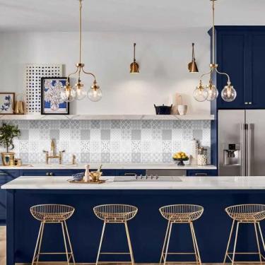 Imagem de Papel De Parede Lavavel Para Cozinha Banheiro Revestimento Brilho Azul