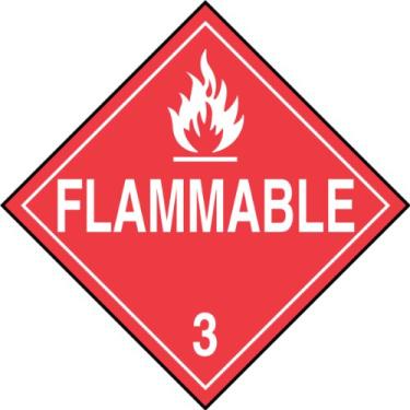 Imagem de Accuform Pôster MPL301CT50 PF-Cardstock Hazard Class 3 DOT, Legend"inflamável 7,6 cm com gráfico, 26,5 cm de largura x 26,5 cm de comprimento, branco sobre vermelho (pacote com 50)