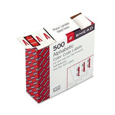 Imagem de Smead® A-Z Etiqueta de arquivo com ponta codificada por cor, FLDR, ENDTB, V-DOE, 5C (pacote com 8)