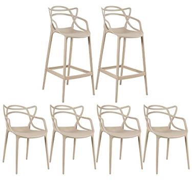 Imagem de Loft7, Kit - 4 x cadeiras + 2 x banquetas altas Masters Allegra - Nude