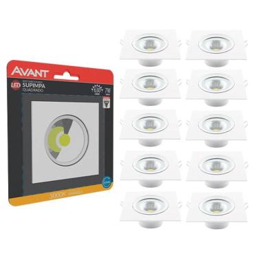 Imagem de Kit 10 Spot 7w 3000K Led Direcional Embutir Gesso Teto Avant