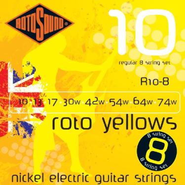 Imagem de Encordoamento Guitarra 8 cordas Rotosound - Roto Yellows - R10-8 - .010/.074
