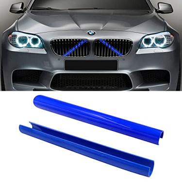 Imagem de Jaronx Compatível com inserções de grelha BMW para séries 2 5 6 7 X1 X2, F10 F11 F45 F12 F13 F01 F02 F48, compatível com BMW V Brace Wrap Covers Blue Grill Stripes Front Grille Trim Stripes (azul)
