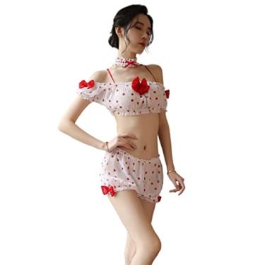 Imagem de Temptshow Women's Sexy Lingerie Cute Schoolgirl Cosplay Japanese Anime Chiffon Lace Pajamas (white)