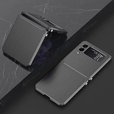 Imagem de Estojo magnético para Samsung Galaxy Z Flip 4 3 Estojo de alumínio com estrutura de alumínio 360 Full adsorção Metal Bumper Capa para telefone, preto, para galaxy Z flip 3