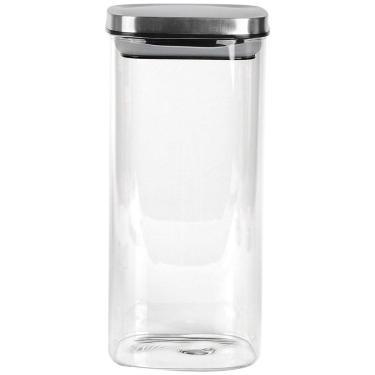 Imagem de Porta Mantimentos Quadrado Dynasty em Vidro Borossilicato com Tampa de Metal Prata – 1,4L