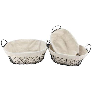 Imagem de Jogo de Cestas Ovais Dynasty em Tecido - 3 Peças