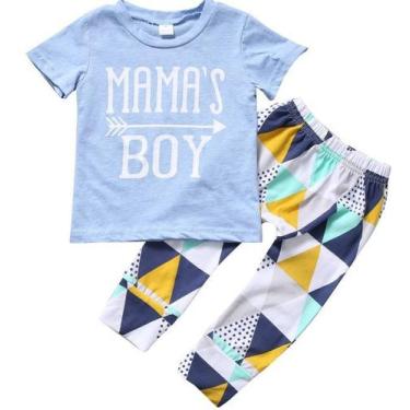Imagem de Conjunto Camiseta Manga Curta Com Calça Saruel Mamas Boy. - Pudcoco