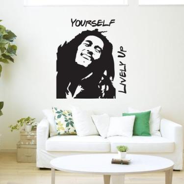Imagem de Adesivo De Parede Bob Marley Level Up Yourself - Meu Adesivo