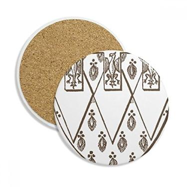 Imagem de Caneca porta-copos com ilustração de pena e arte barroca preta branca com proteção de mesa pedra absorvente