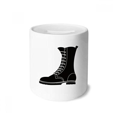 Imagem de DIYthinker Botas masculinas pretas de cano alto padrão caixa de dinheiro caixa de cerâmica porta-moedas presente de cofrinho