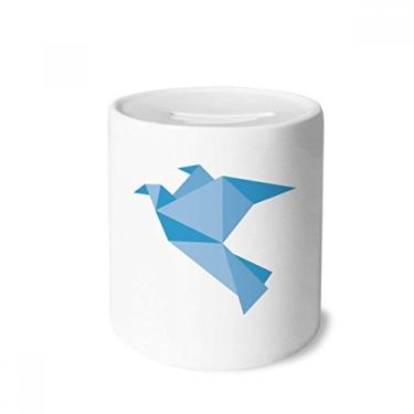 Imagem de DIYthinker Caixa de moedas de cerâmica Origami estampa de pombo azul abstrato presente de cofrinho