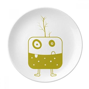 Imagem de Prato decorativo de criatura verde monstro alienígena do universo de porcelana Salver louças de jantar