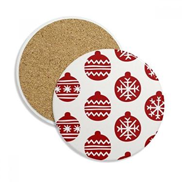 Imagem de Linha de flocos de neve de Natal Caneca porta-copos vermelha Caneca de proteção de mesa Pedra absorvente