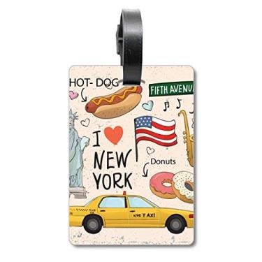Imagem de I Love New York Hot Dog Donuts America Texi Mala Etiqueta para Bagagem Cartão de Bagagem Etiqueta Scutcheon