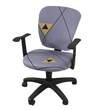 Imagem de Jinzio Capa para cadeira de escritório para computador – Capa para cadeira de mesa universal de poliéster com tecido elástico e elástico para proteção e cadeira de mesa cinza