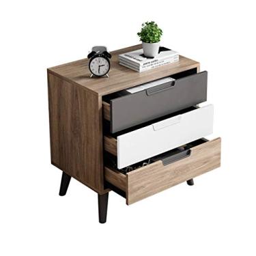 Imagem de Mesa de cabeceira com 3 gavetas, gaveta moderna simples e versátil, decoração de sala de estar, armário de cabeceira criativa europeia