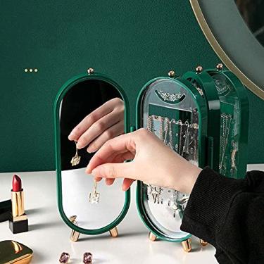Imagem de Porta Joias Expositor Com Espelho E Divisórias Dobráveis (Verde)