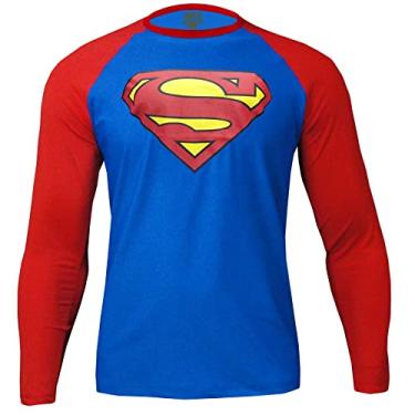 Imagem de Camiseta Superman Com Proteção Solar Uv 50+ Praia, Piscina e Atividades. (G, Azul/Vermelho)