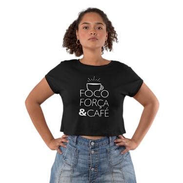 Imagem de Camiseta Baby Look Foco Força E Café Feminina preto Tamanho:G