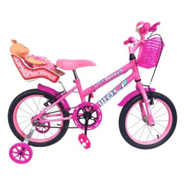 Imagem de Bicicleta Infantil Aro 16 Feminina + Cadeirinha De Boneca + Boneca - W