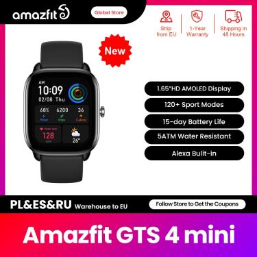 Imagem de 2022 Nova Versão Global Amazfit GTS 4 MINI Smartwatch 120 Modos Esportivos 1 65" HD AMOLED Display