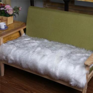 Imagem de Tapete macio para sala de estar, área quente, macio, quarto, cinza, branco, 50x50cm