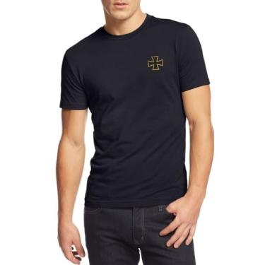 Imagem de Camisetas masculinas casuais cruz de ferro Wehrmacht bordadas algodão premium confortáveis e macias camisetas de manga curta, Preto, XXG