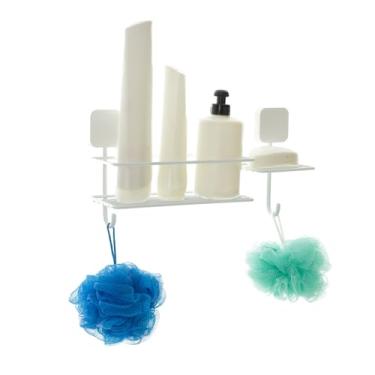 Imagem de Suporte Porta Shampoo Sabonete Banheiro Aço Reforçado Preto Branco (Branco)